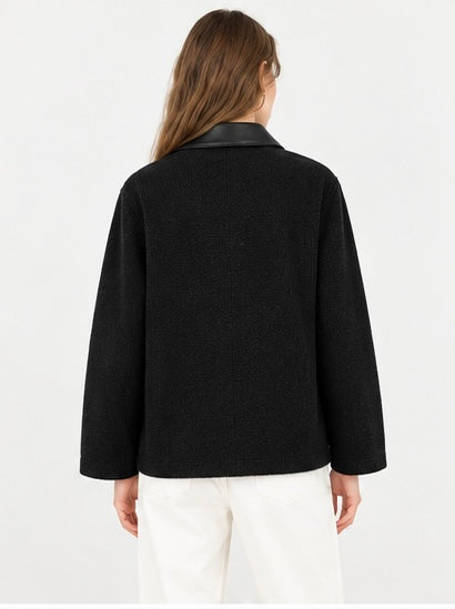 Chaqueta de Punto | Cuello Efecto Piel