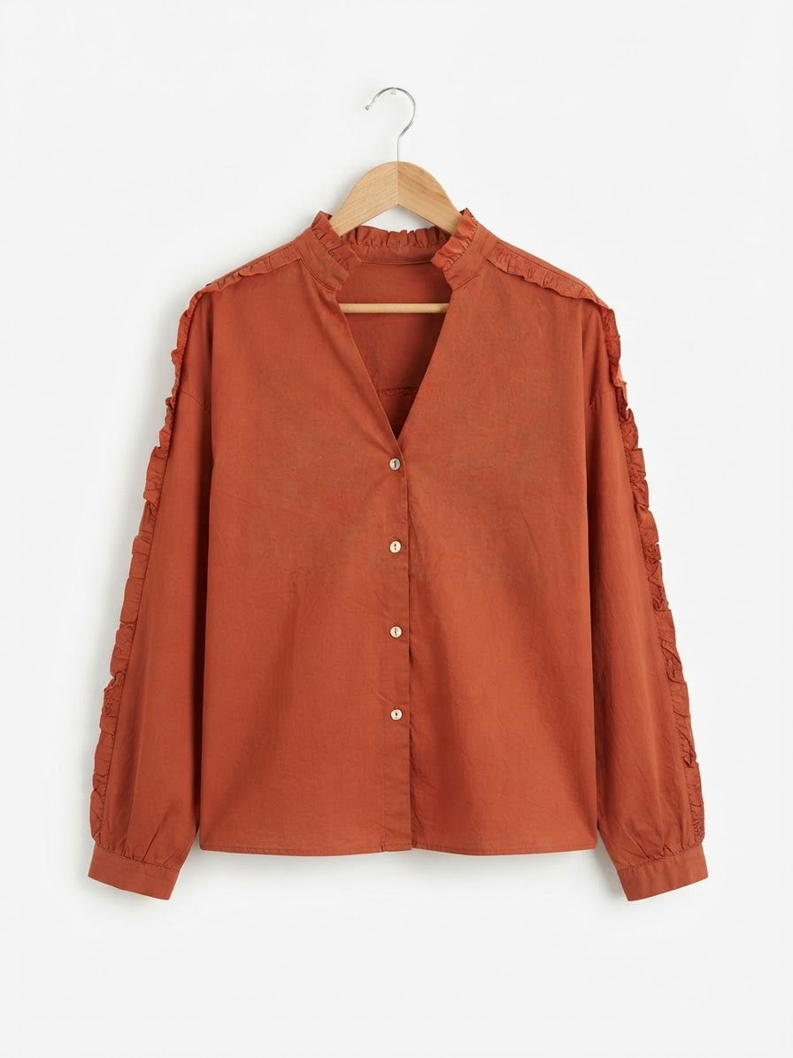 Camisa | Cuello Mao y Volantes en Mangas