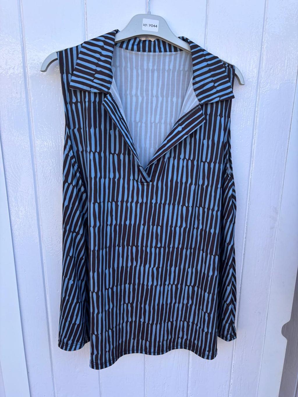 Blusa Punto Frío | Estampado Sin Mangas Cuello Camisa