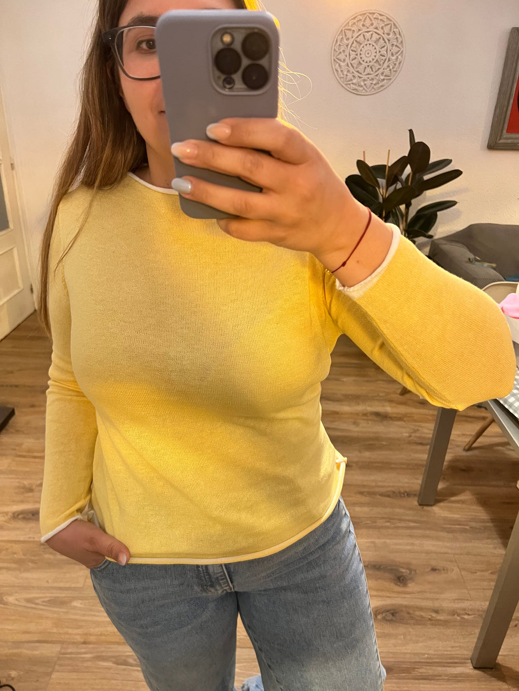 Jersey punto fino ribete