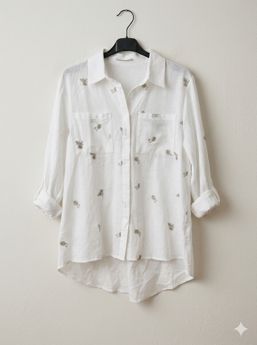 Camisa de Algodón con Bordado