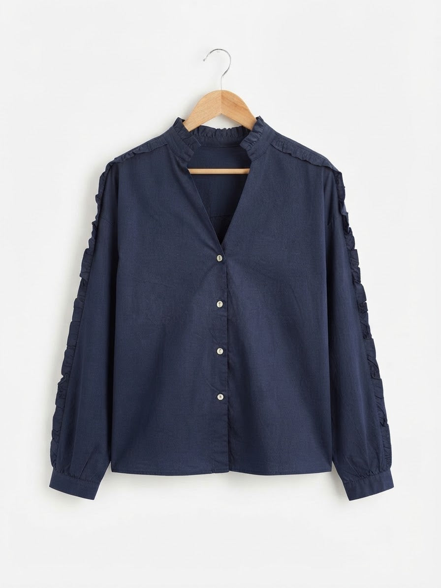 Camisa | Cuello Mao y Volantes en Mangas