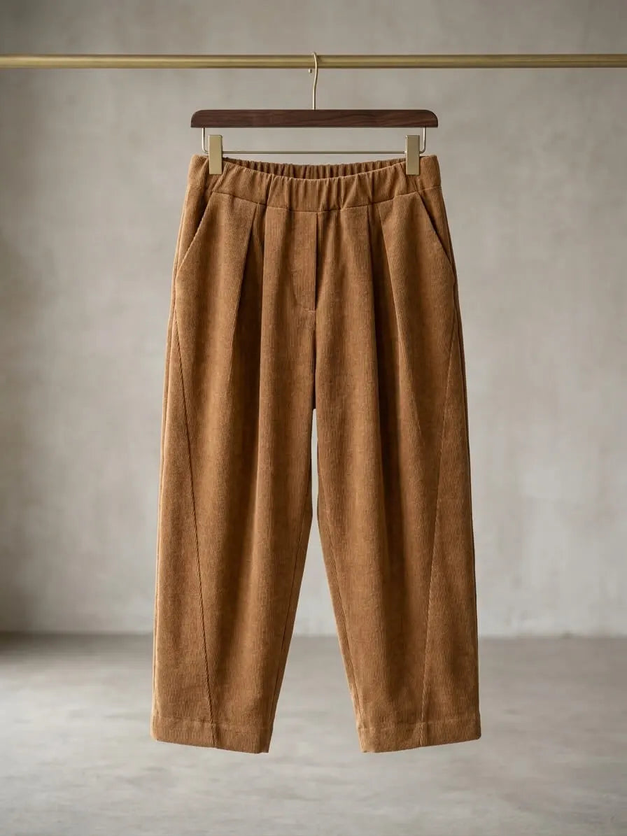 Pantalón Baggy | Terciopelo con Pinzas y Cintura Elástica