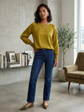 Blusa Satinada | Manga Raglán y Puño Nido de Abeja