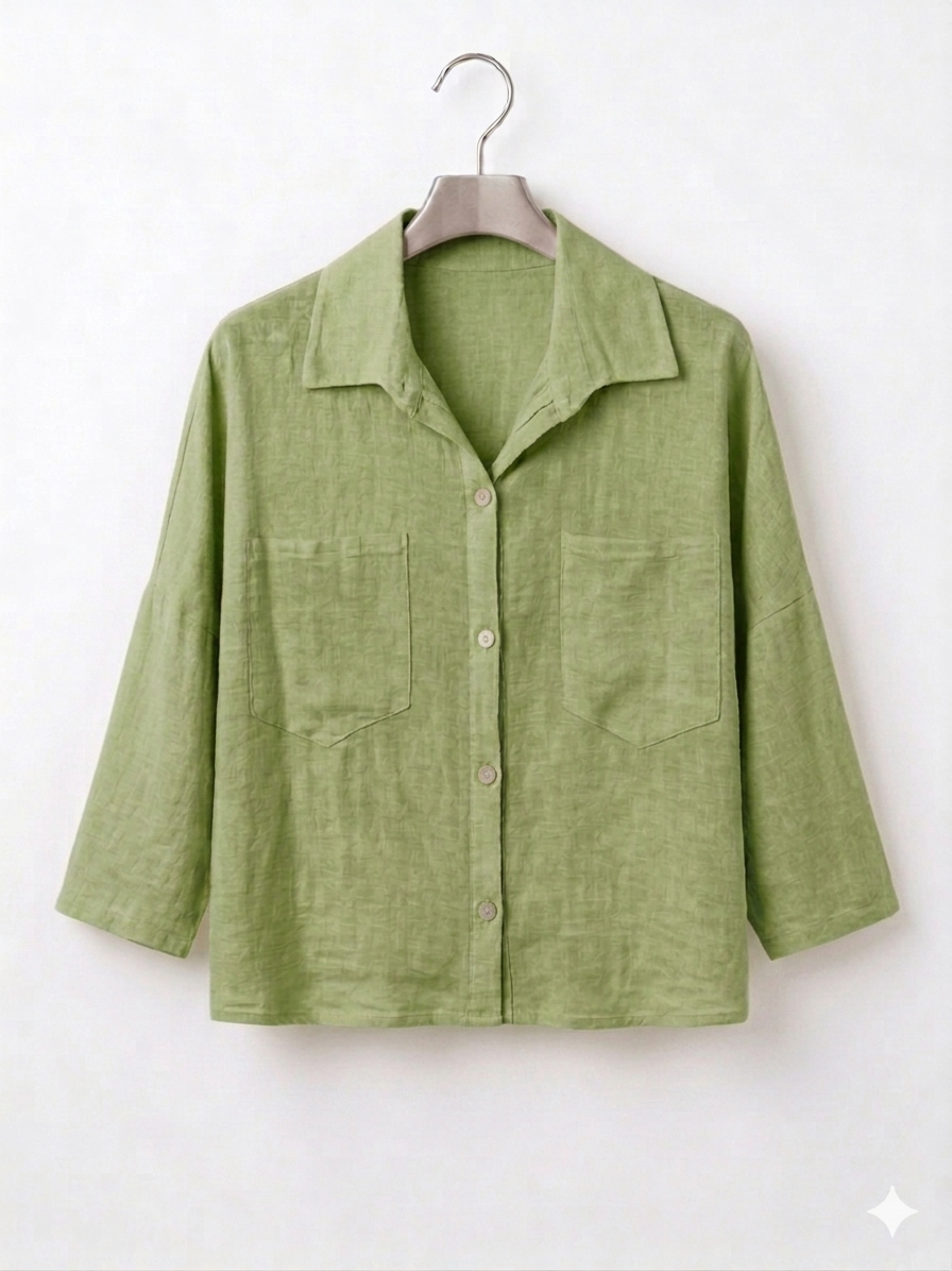 Camisa Oversize Algodón Efecto Lino