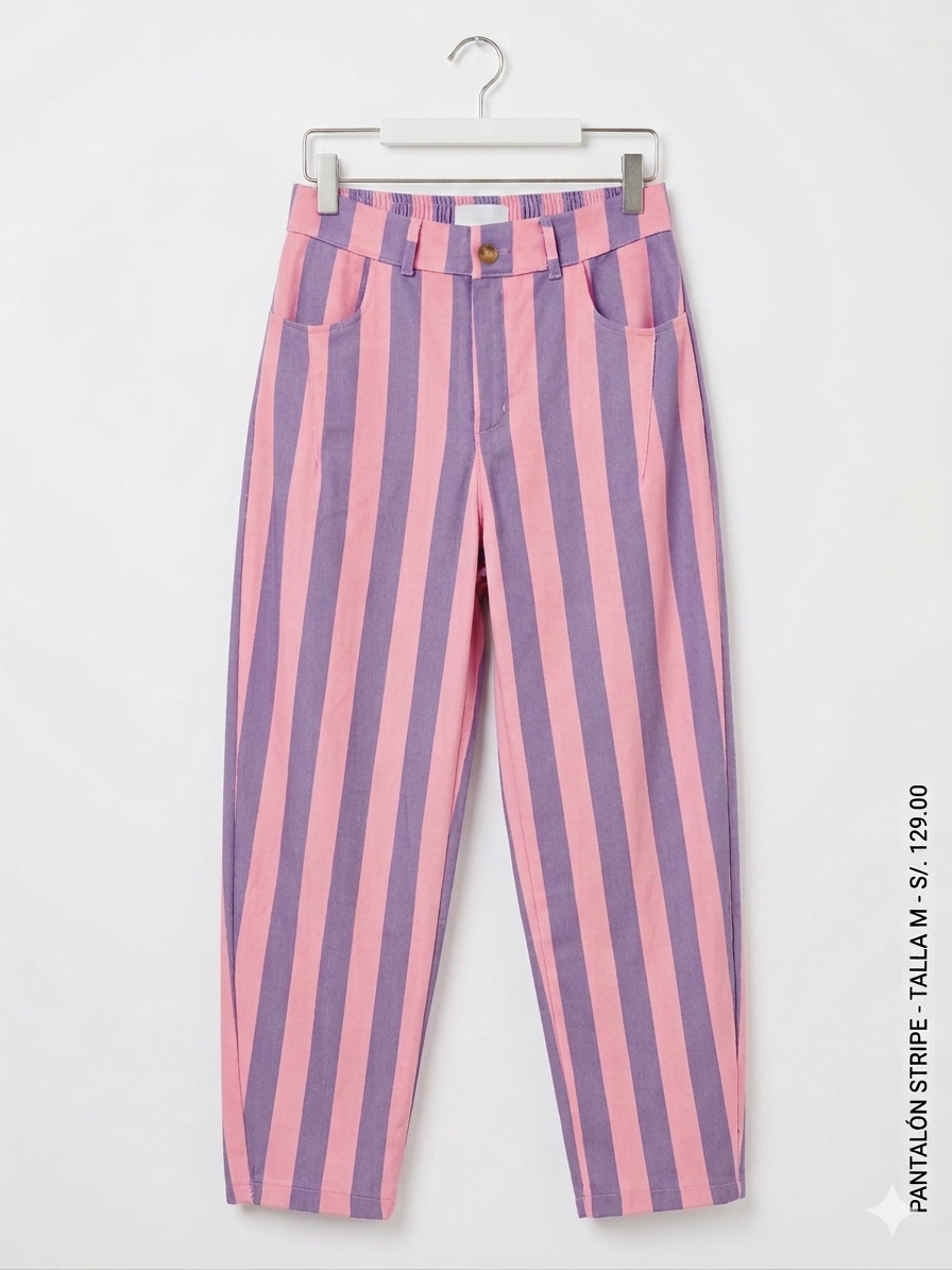 Pantalón Stripe Pop | Corte Mom Fit