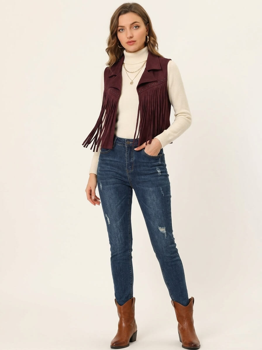 Chaleco Antelina | Flecos y Tachuelas Estilo Boho