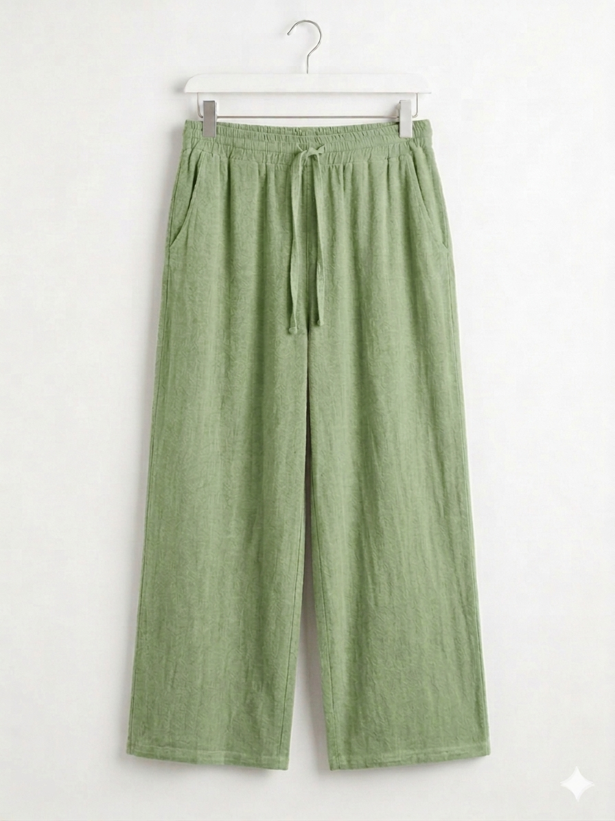Pantalón Fluido de Algodón con Efecto Lino