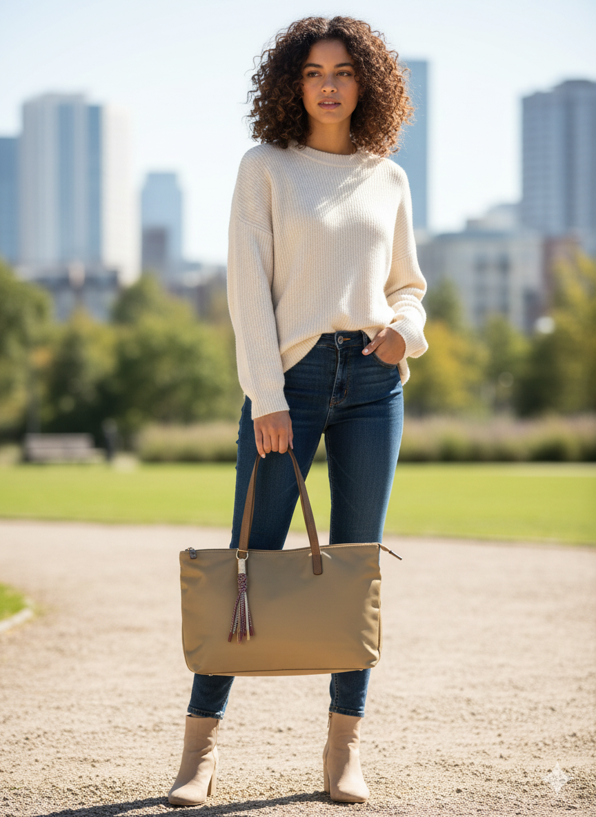 Bolso Tote Ligero y Borla