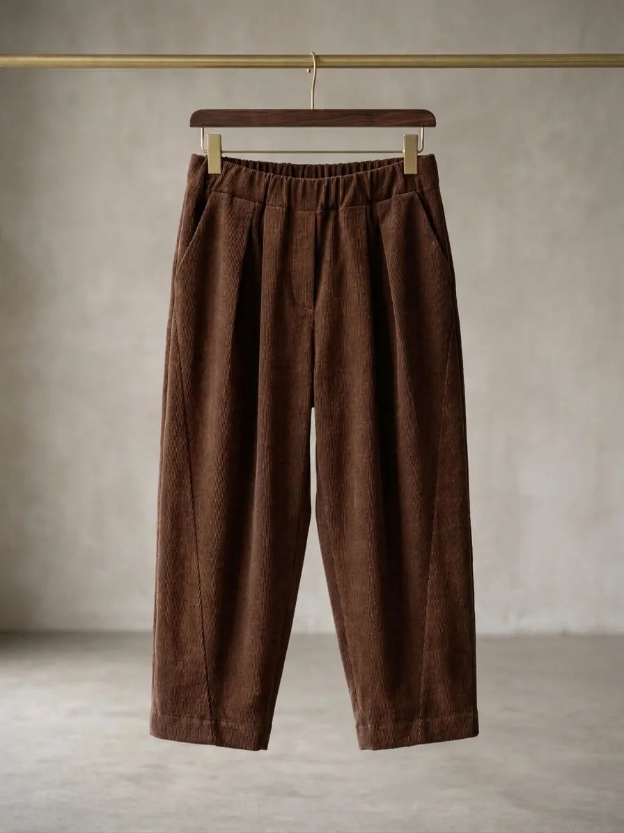 Pantalón Baggy | Terciopelo con Pinzas y Cintura Elástica