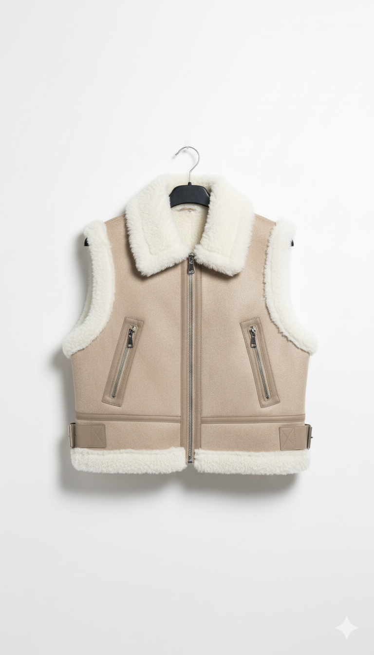 Chaleco biker borreguito