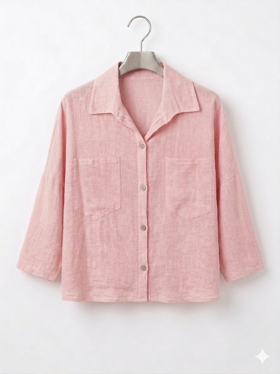 Camisa Oversize Algodón Efecto Lino