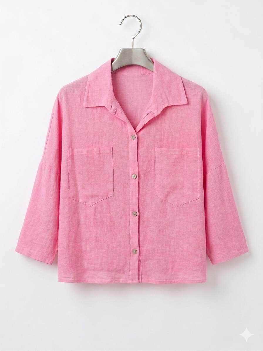 Camisa Oversize Algodón Efecto Lino