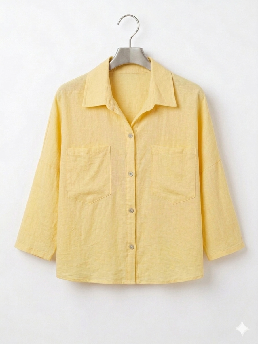 Camisa Oversize Algodón Efecto Lino
