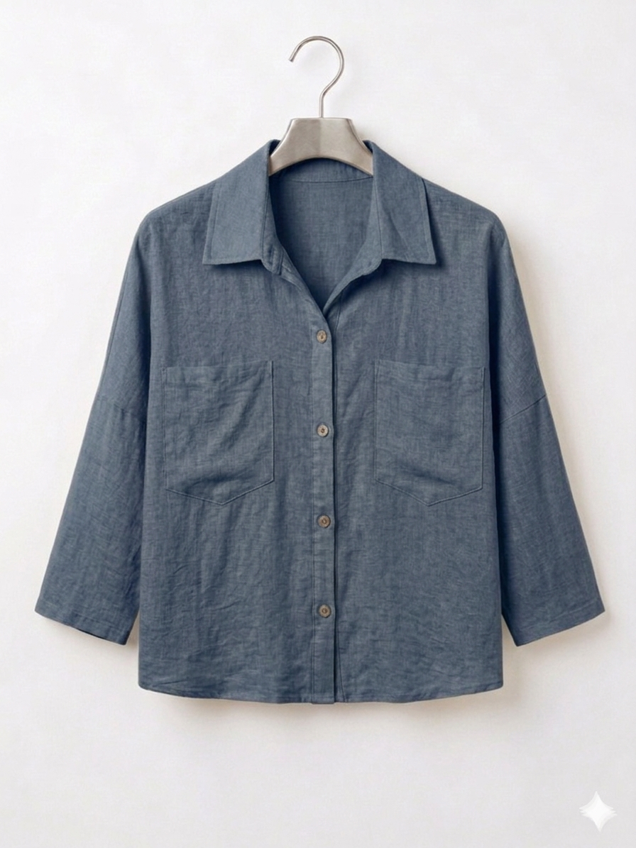 Camisa Oversize Algodón Efecto Lino