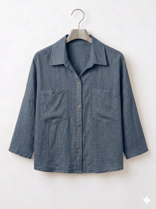 Camisa Oversize Algodón Efecto Lino