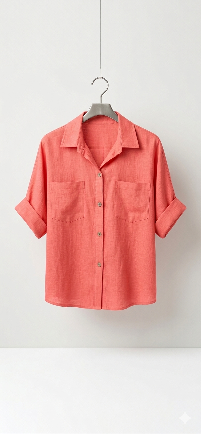 Camisa Oversize Algodón Efecto Lino