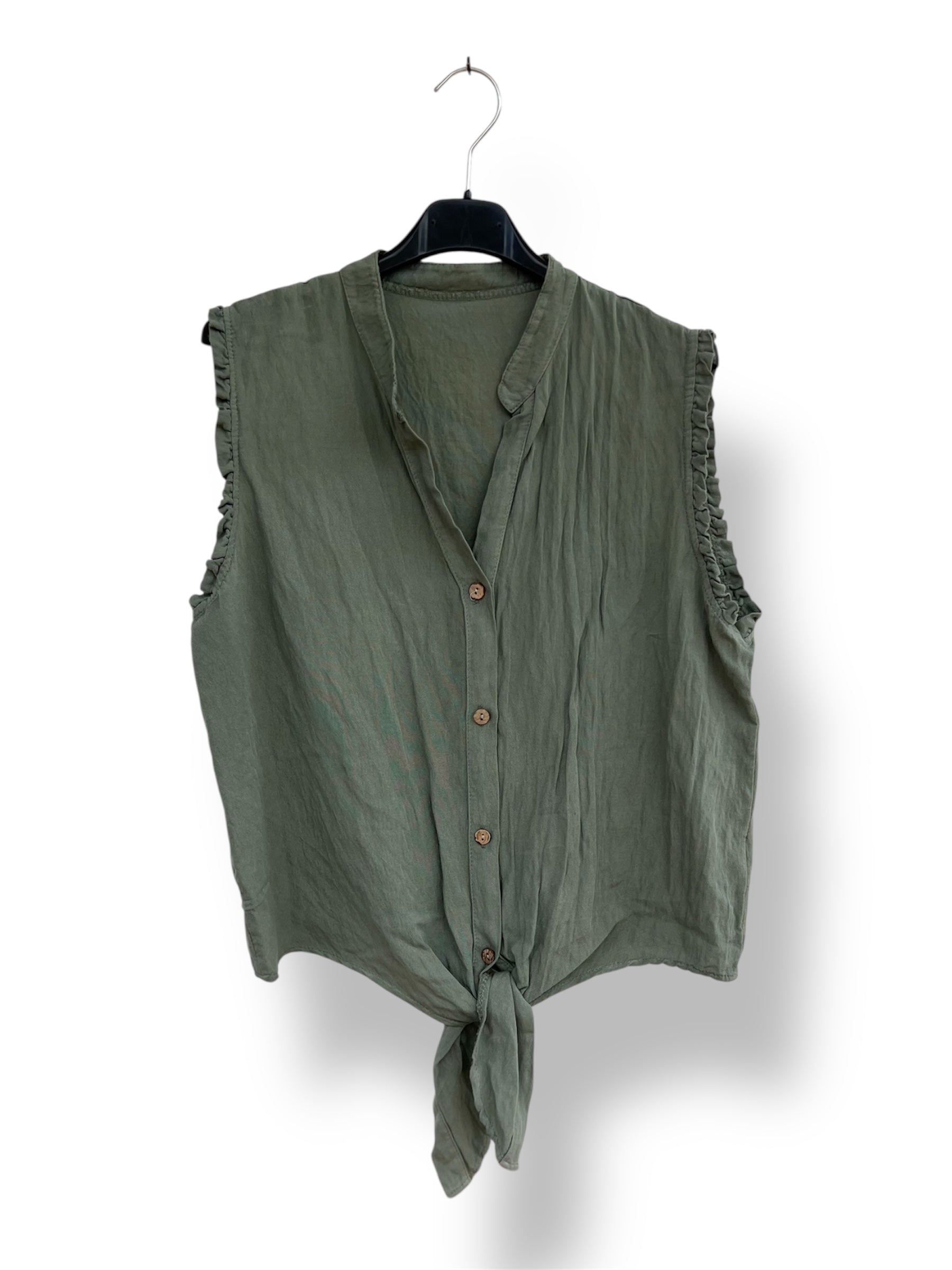 Camisa sin mangas con volantes y nudo