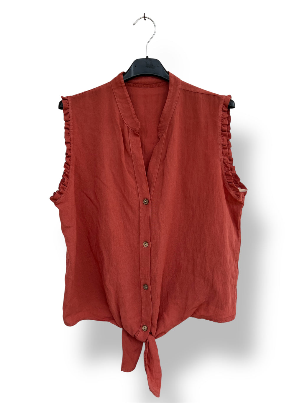 Camisa sin mangas con volantes y nudo