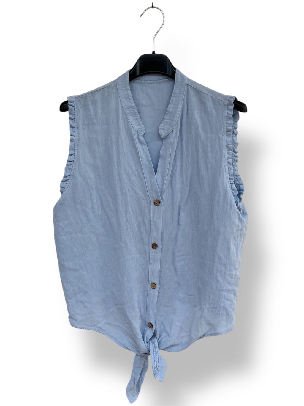 Camisa sin mangas con volantes y nudo