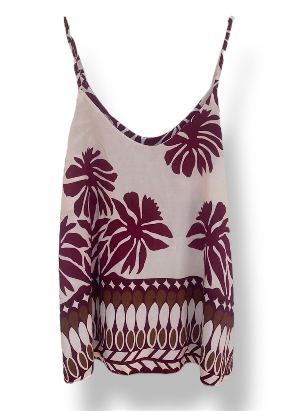 Top de algodón con estampado tropical