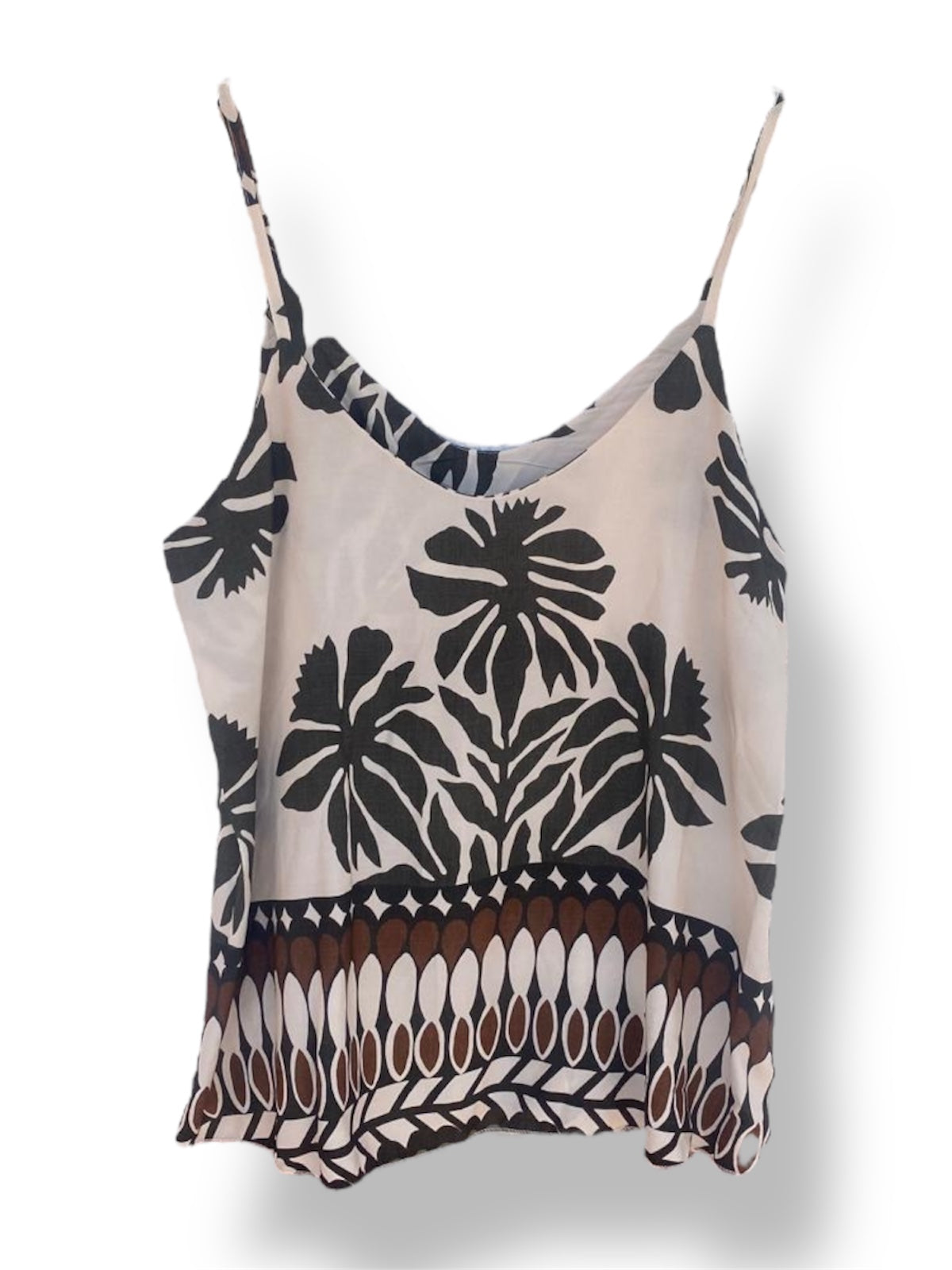 Top de algodón con estampado tropical