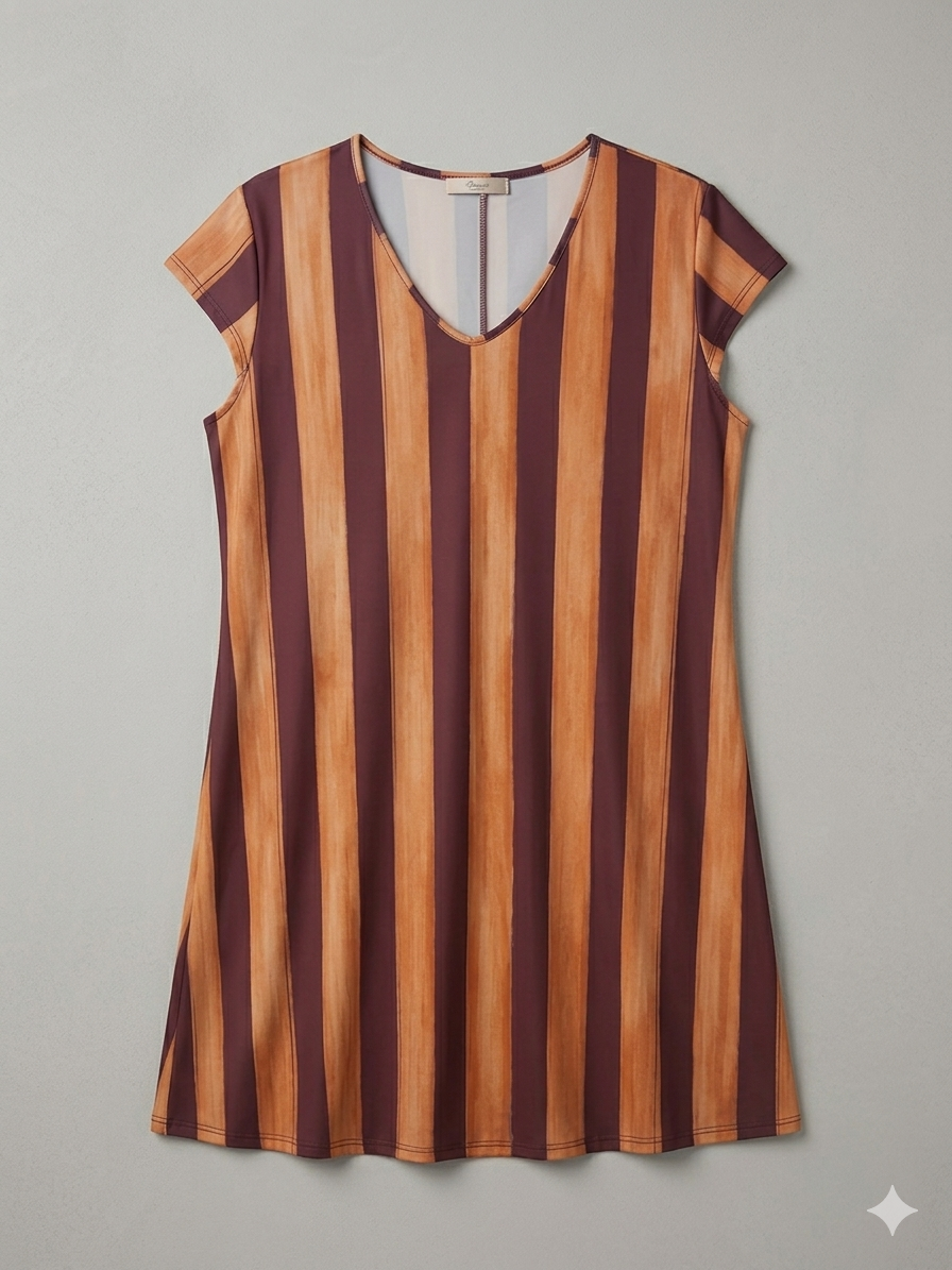 Vestido punto frío cuello pico | talla grande