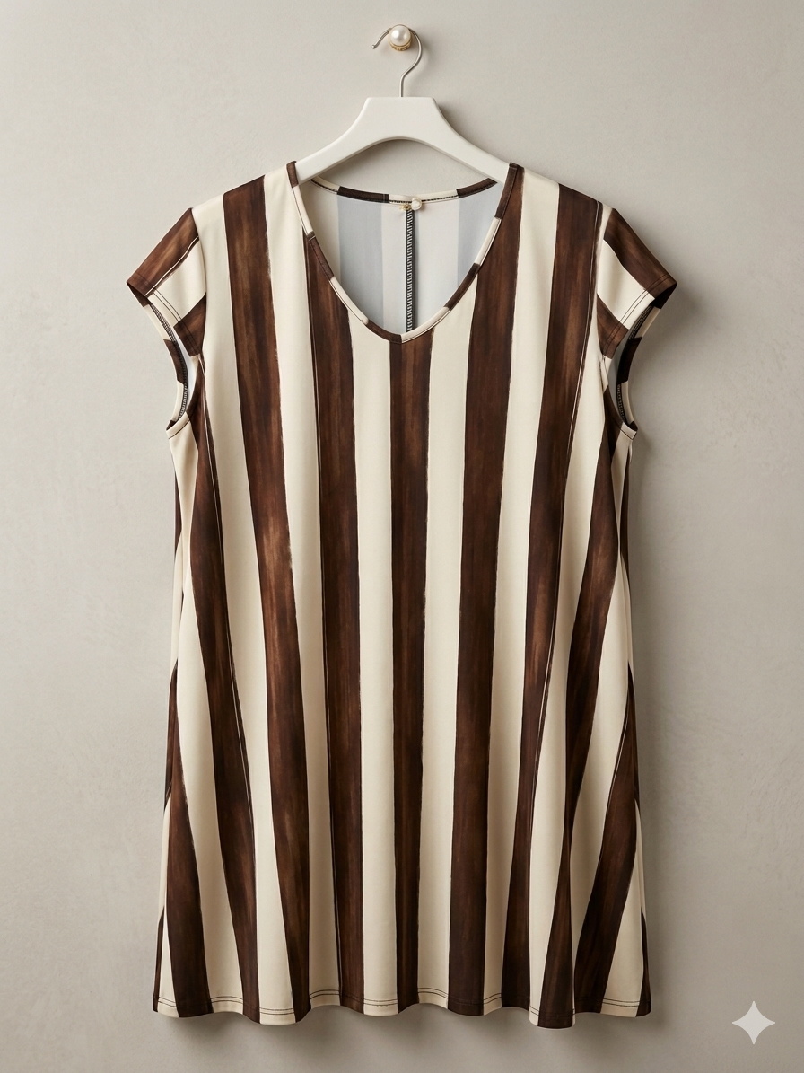 Vestido punto frío cuello pico | talla grande