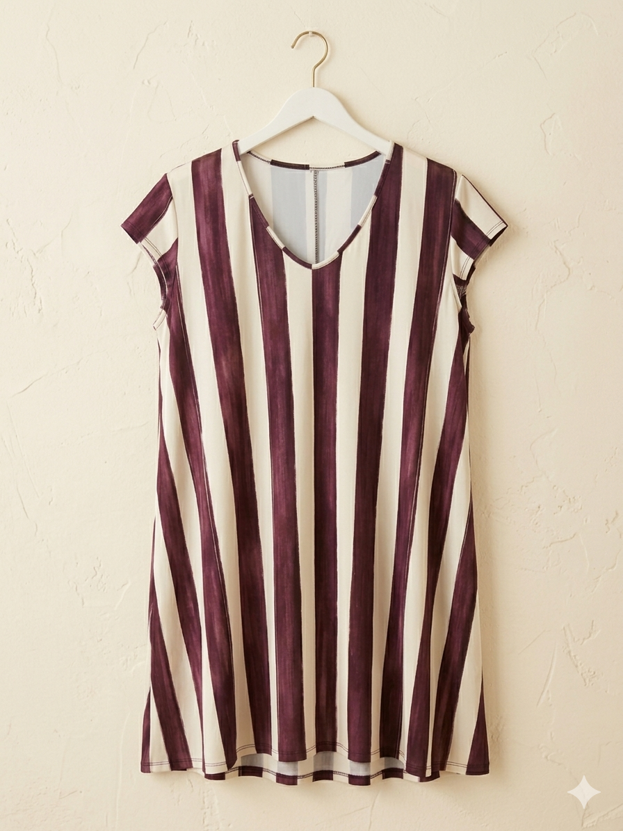 Vestido punto frío cuello pico | talla grande