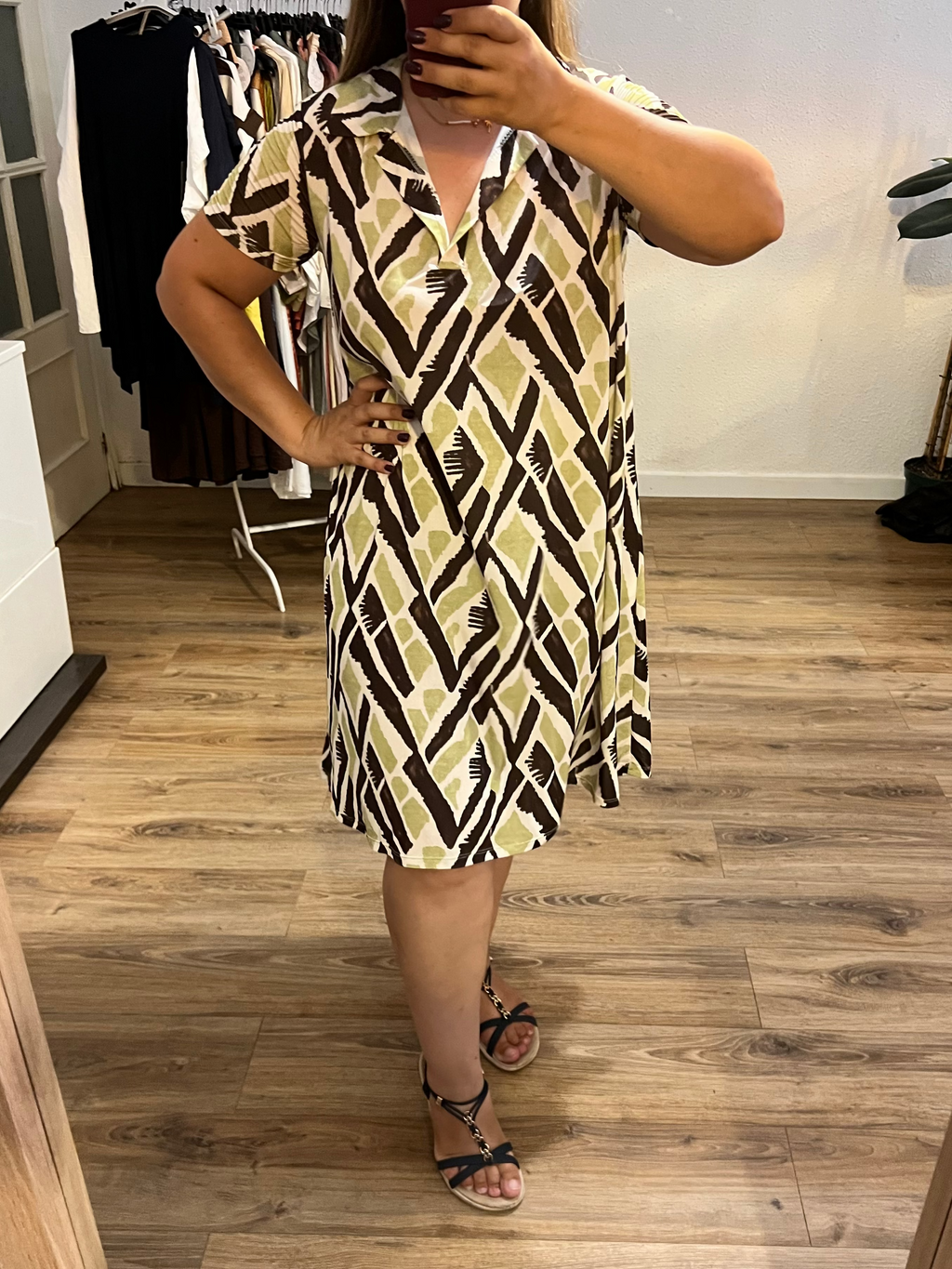 Vestido Corto | Punto Frío Cuello Camisa