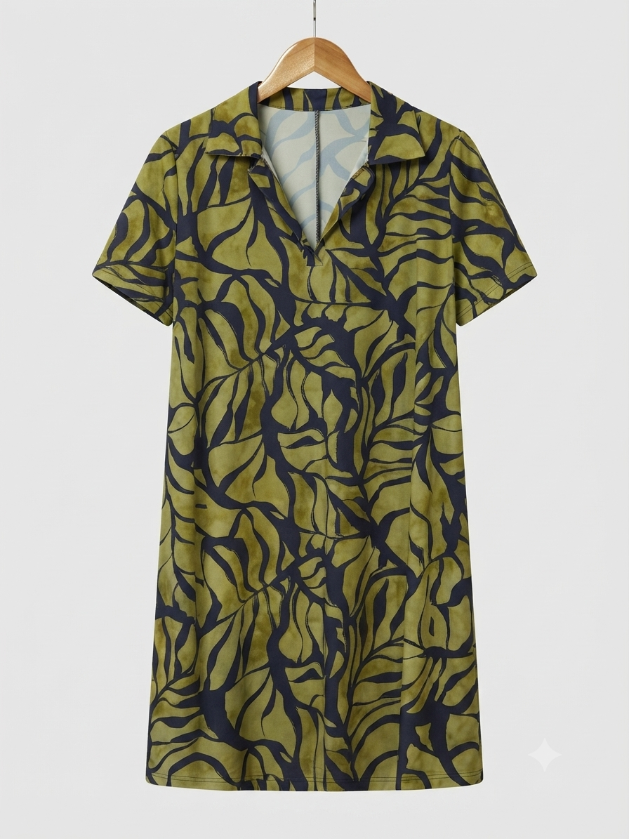 Vestido Corto | Punto Frío Cuello Camisa