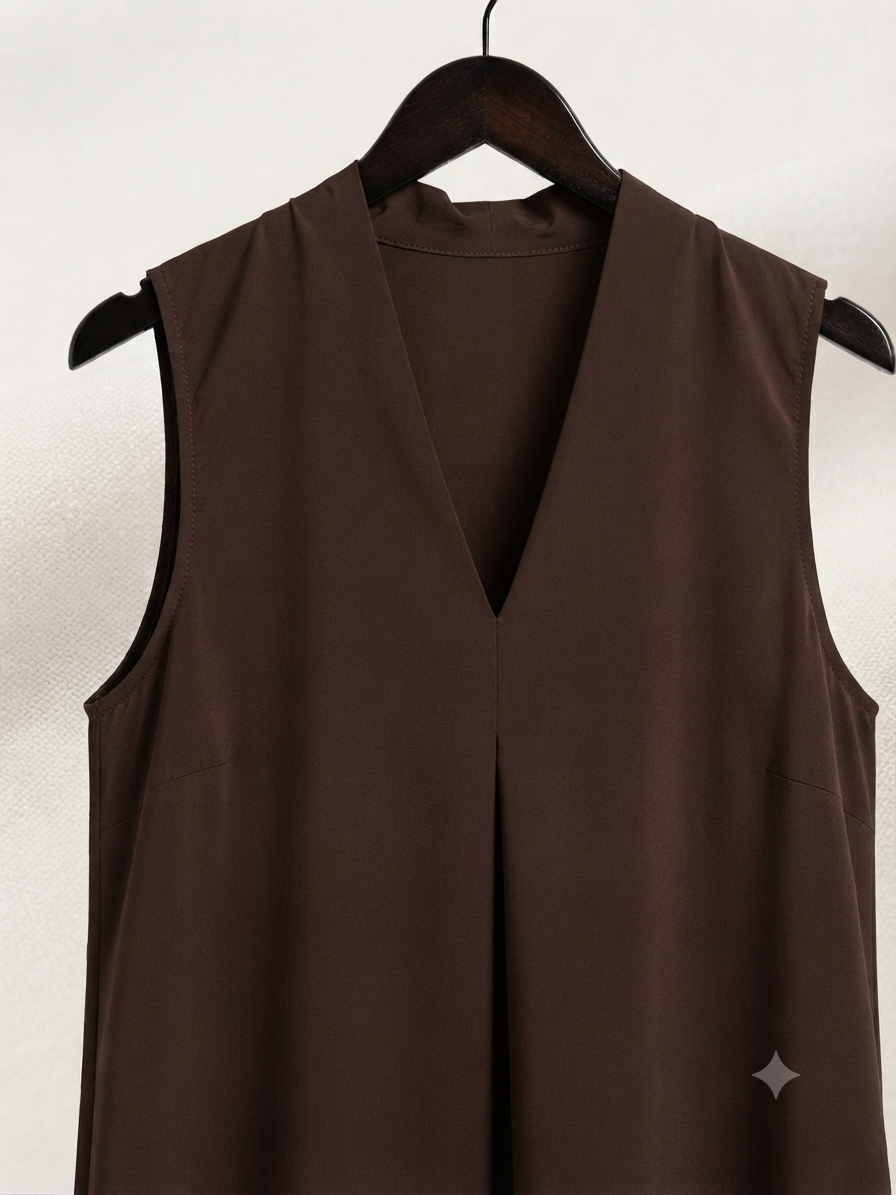 Vestido largo | Cuello V con bolsillos