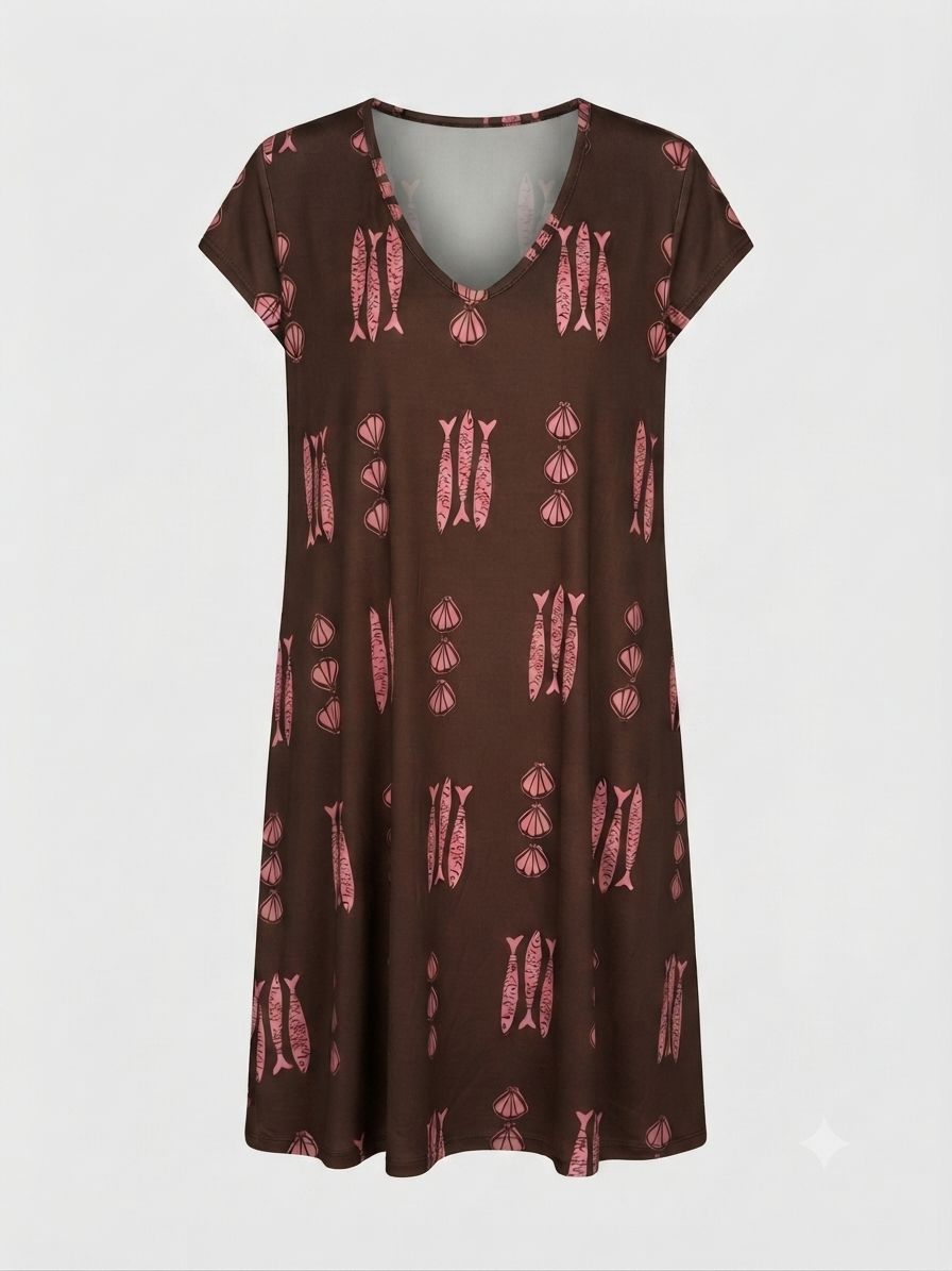 Vestido Talla Grande | Punto Frío Cuello de Pico