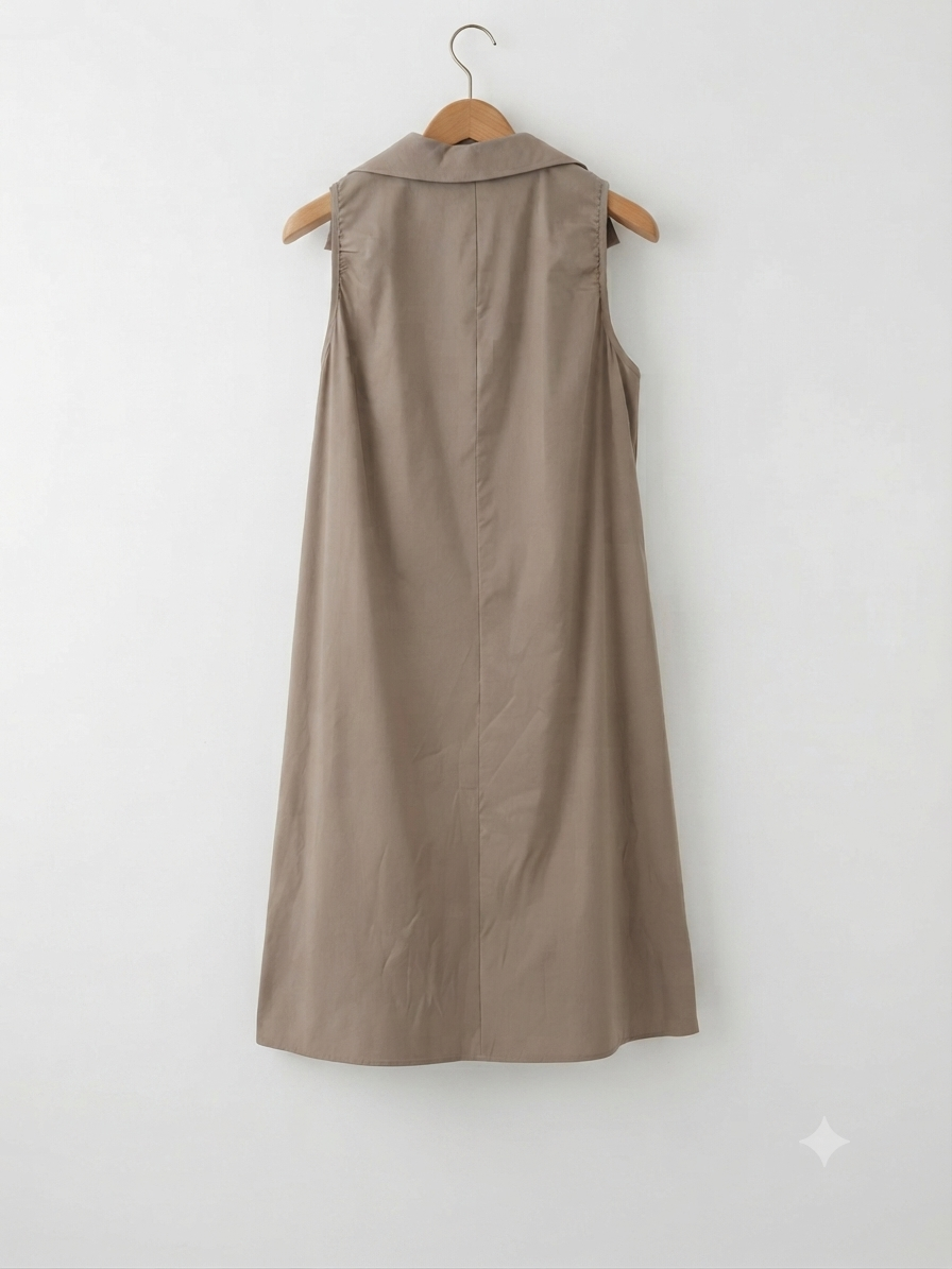 Vestido corto | Gabardina Fina y Cuello camisa