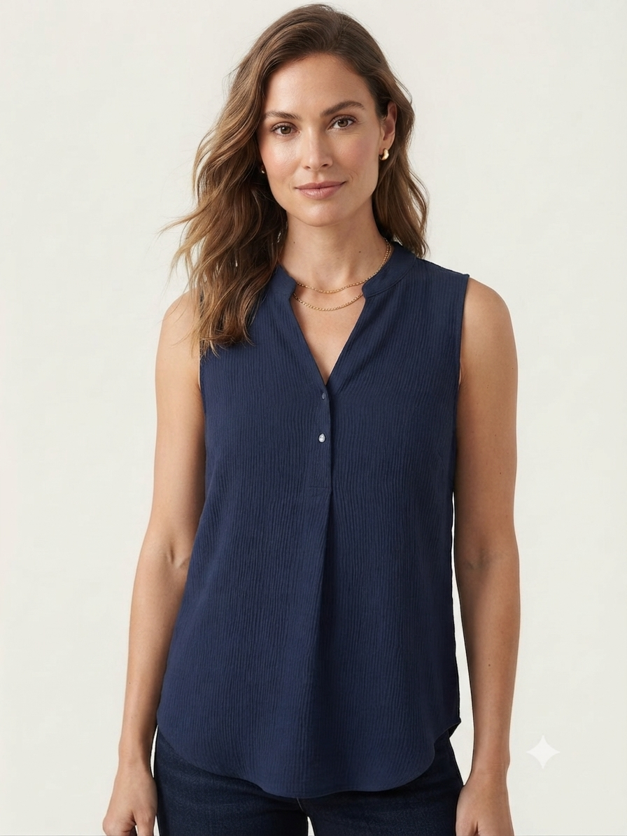 Blusa sin mangas | Cuello Mao