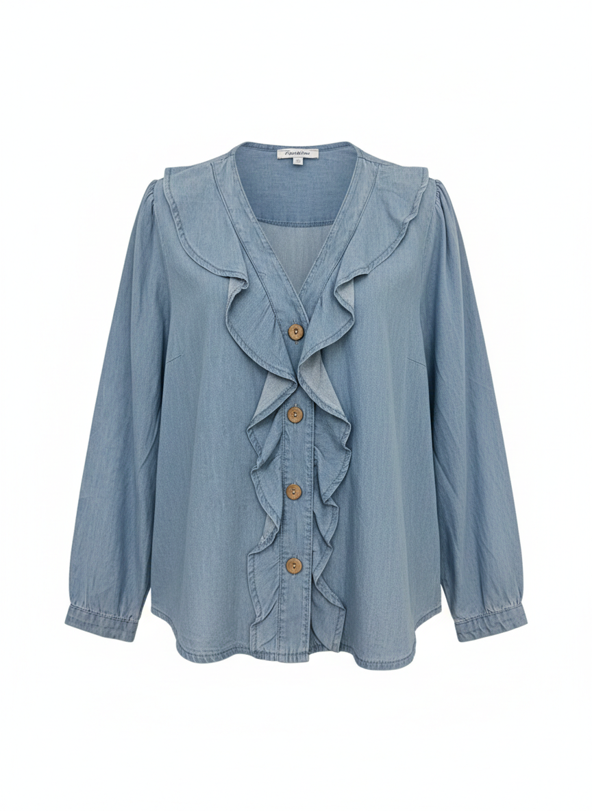Blusa denim volantes