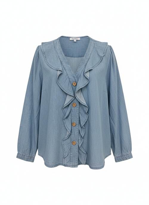 Blusa denim volantes