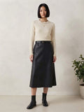 Falda midi | efecto piel negra