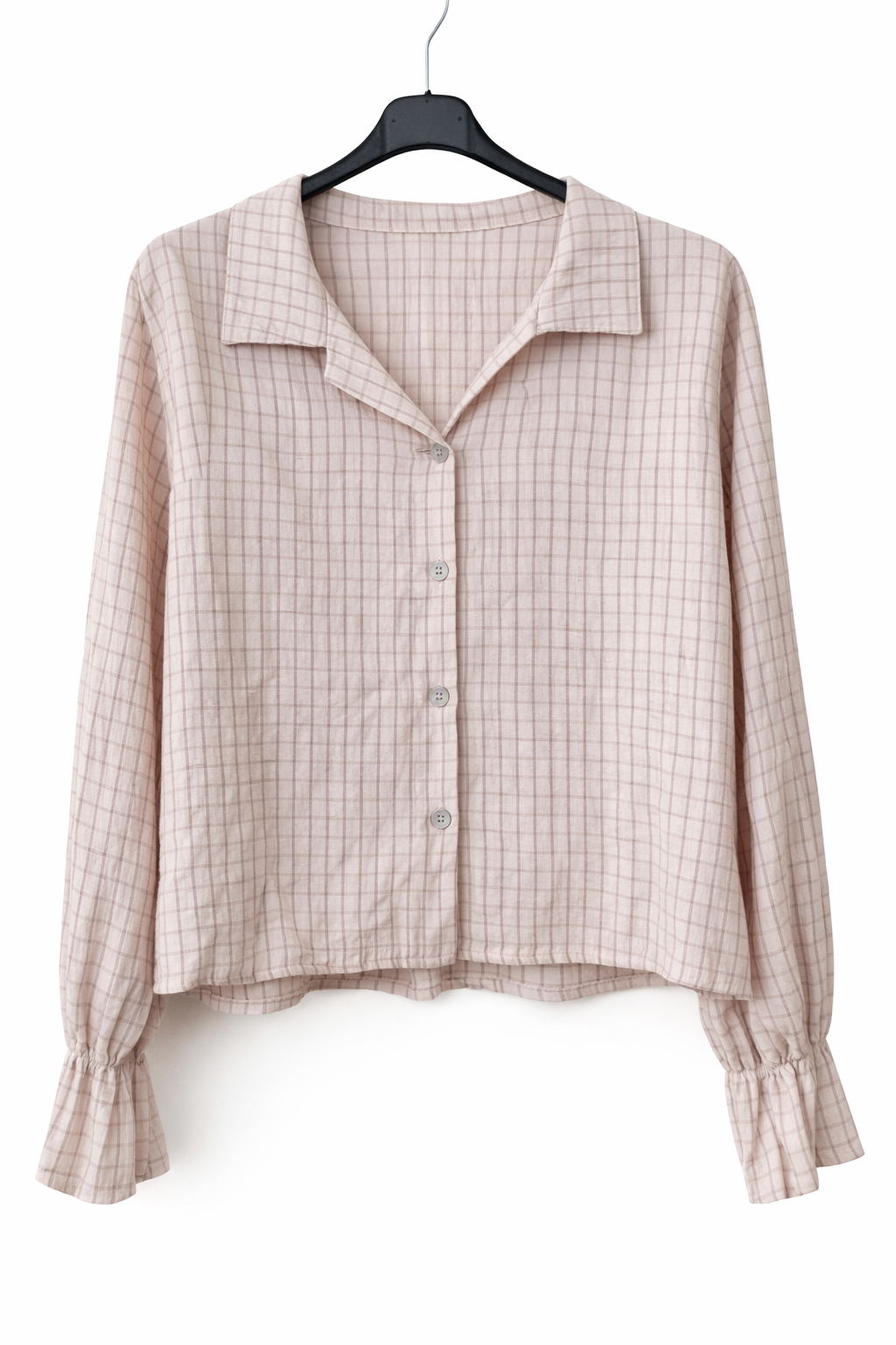 Camisa cuadros manga flor