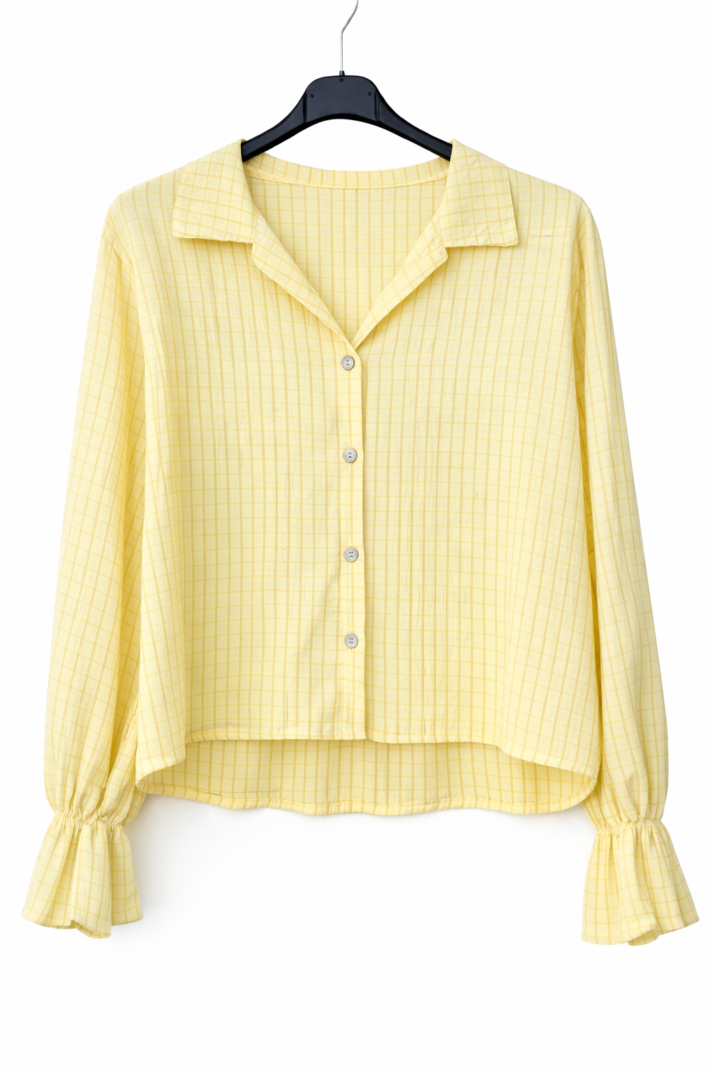 Camisa cuadros manga flor