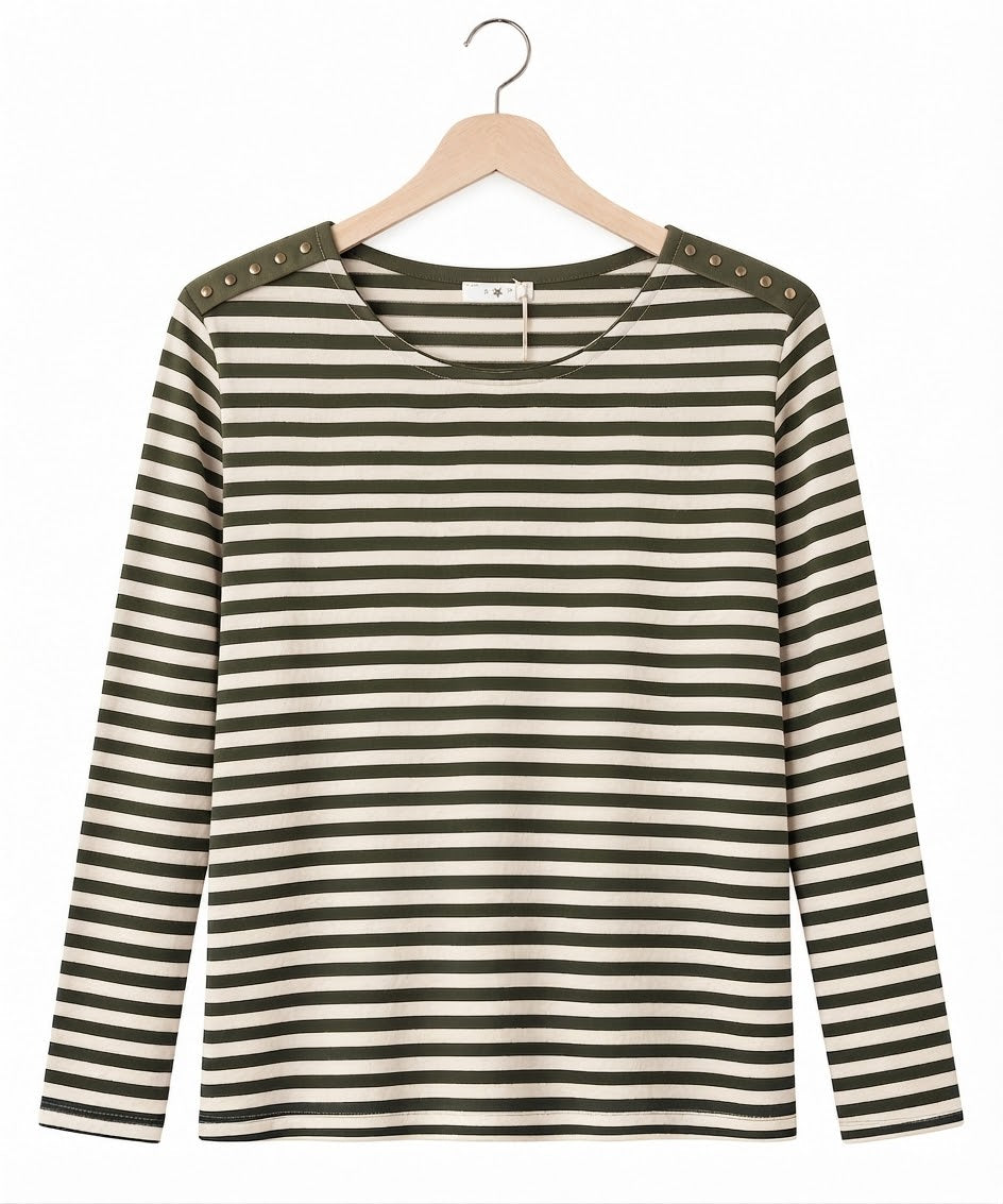 Camiseta de rayas | con detalle de tachuelas