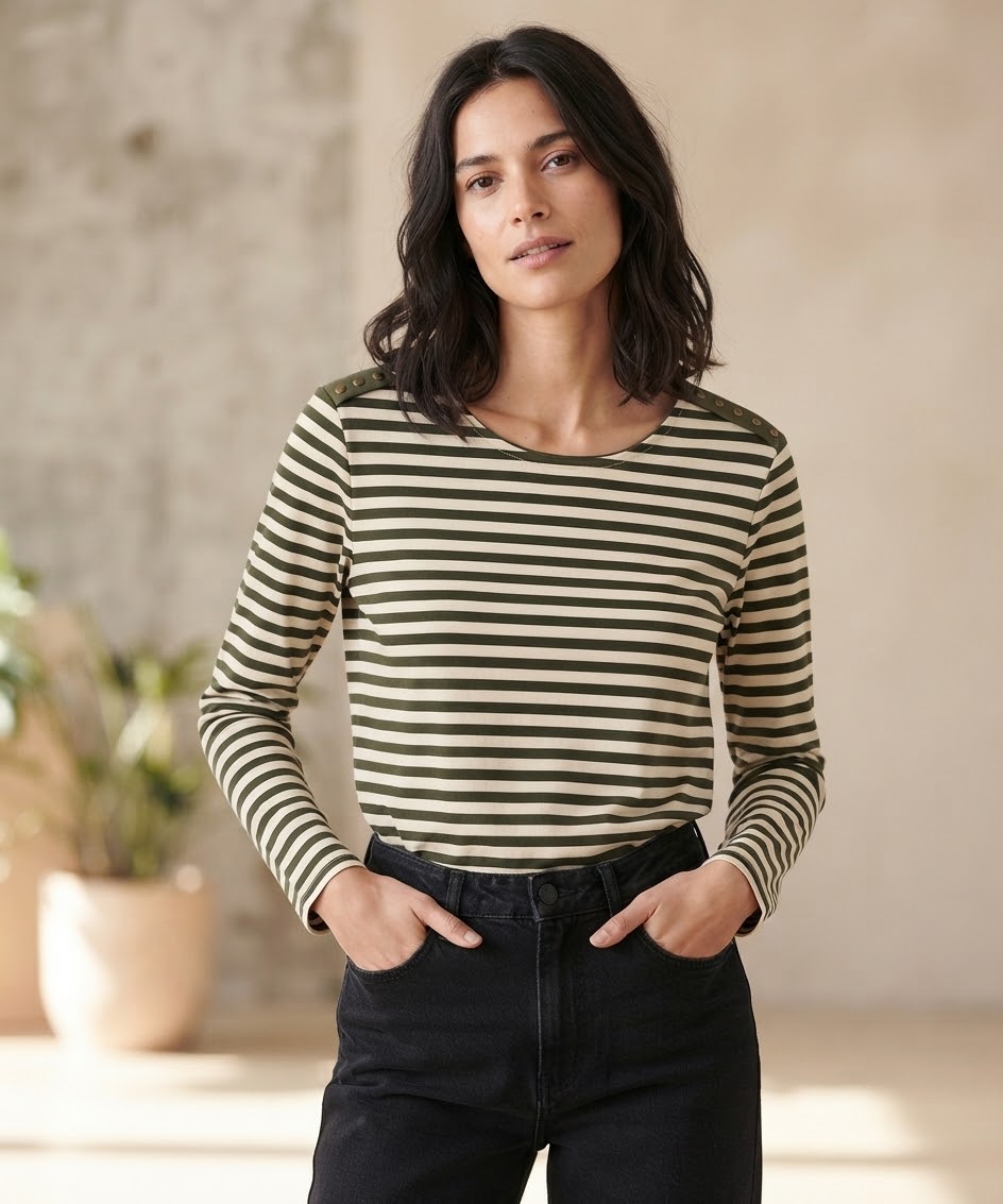 Camiseta de rayas | con detalle de tachuelas