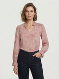 Blusa floral rosa | cuello de volante