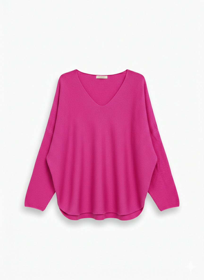 Jersey de Punto con Escote en V – Estilo Oversize