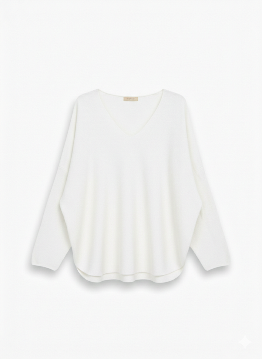 Jersey de Punto con Escote en V – Estilo Oversize