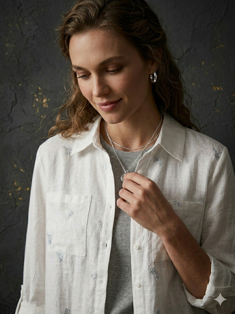 Camisa de Algodón con Bordado