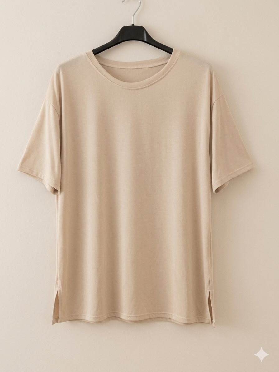 Camiseta manga corta oversize cuello redondo