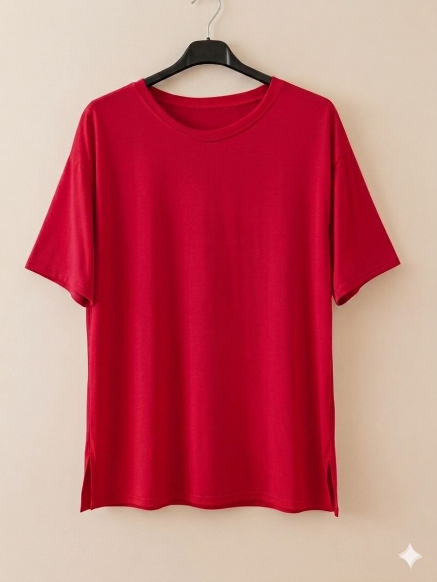 Camiseta manga corta oversize cuello redondo