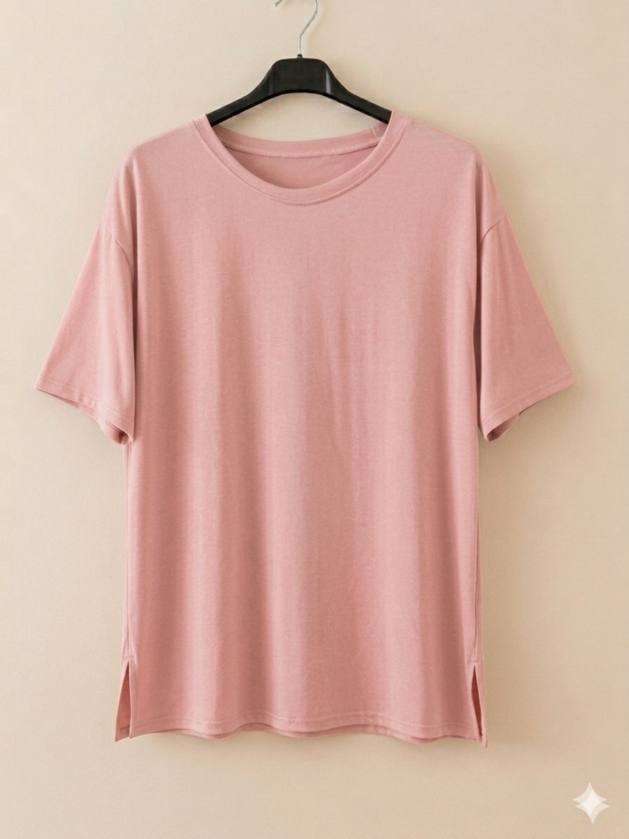 Camiseta manga corta oversize cuello redondo