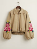 Chaqueta Bomber Bordada | Flor de Otoño